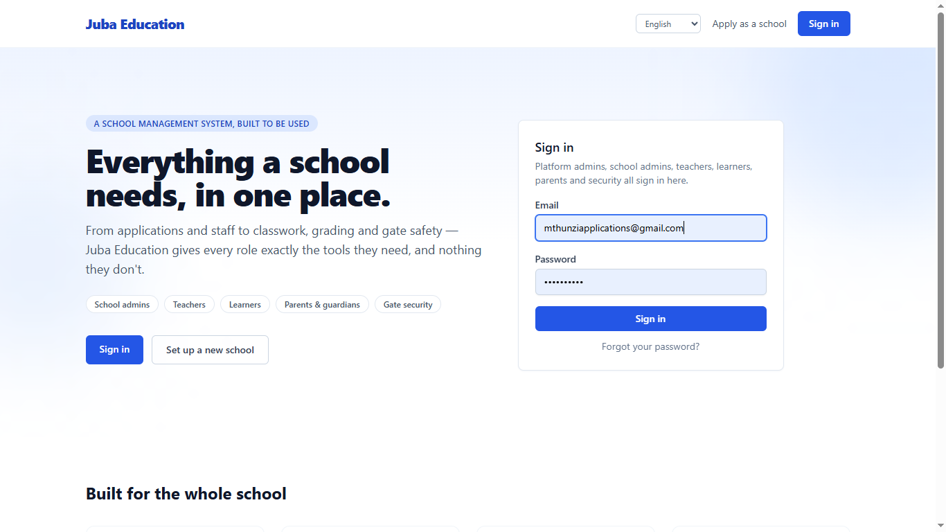 jubalivelms live homepage preview