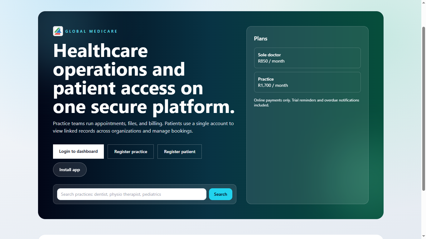 Global Future Medicare live homepage preview